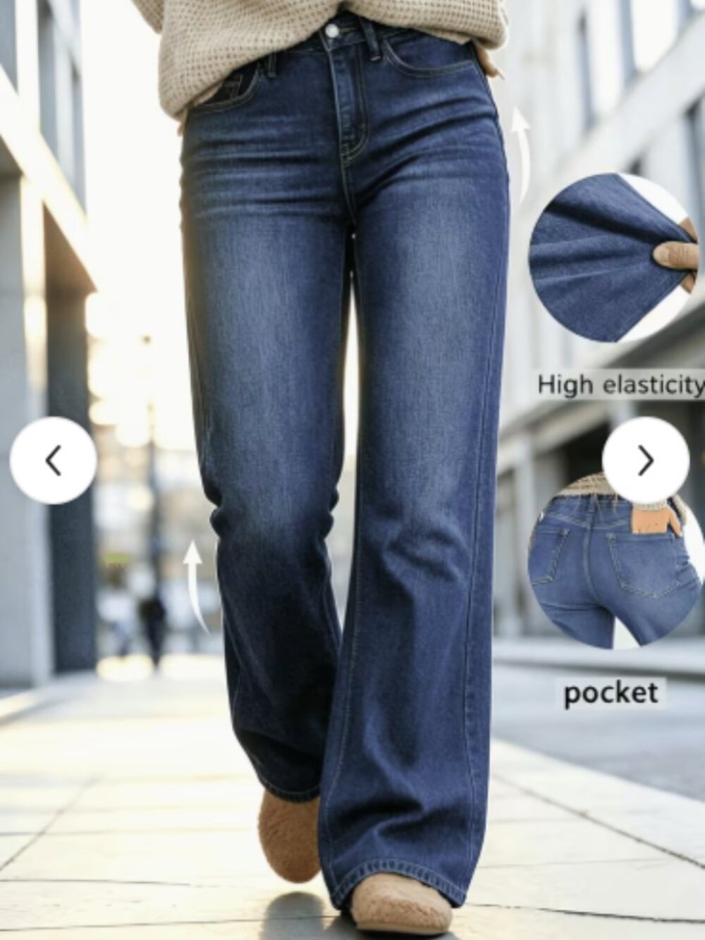 High Stretch High Waist Plus Size 3X Retro Style Jeans Flared Faded Leg Jeans
